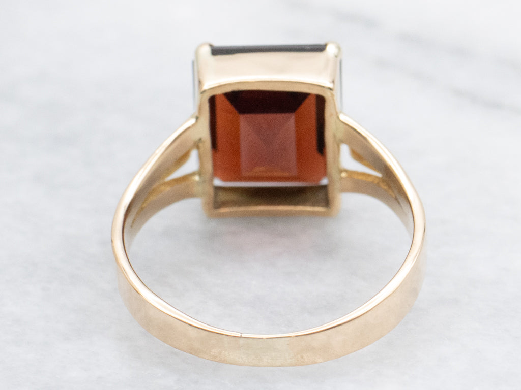 Classic Yellow Gold and Garnet Solitaire Ring