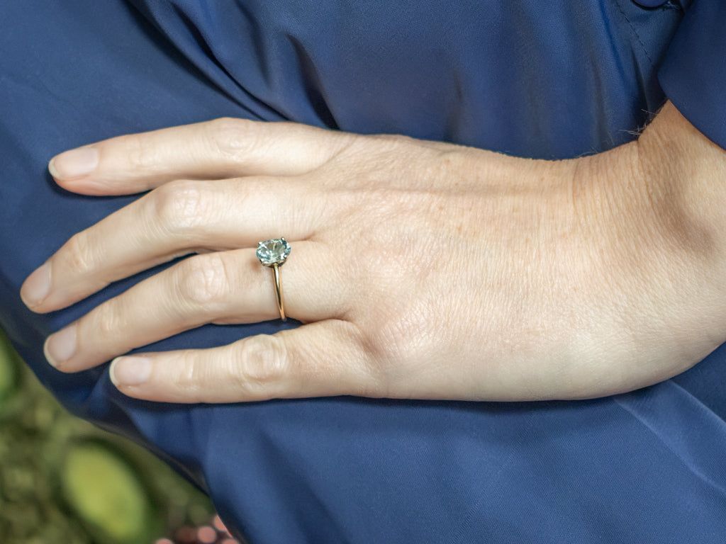 Aquamarine Gemstone Solitaire Ring in Two-Tone Gold Setting