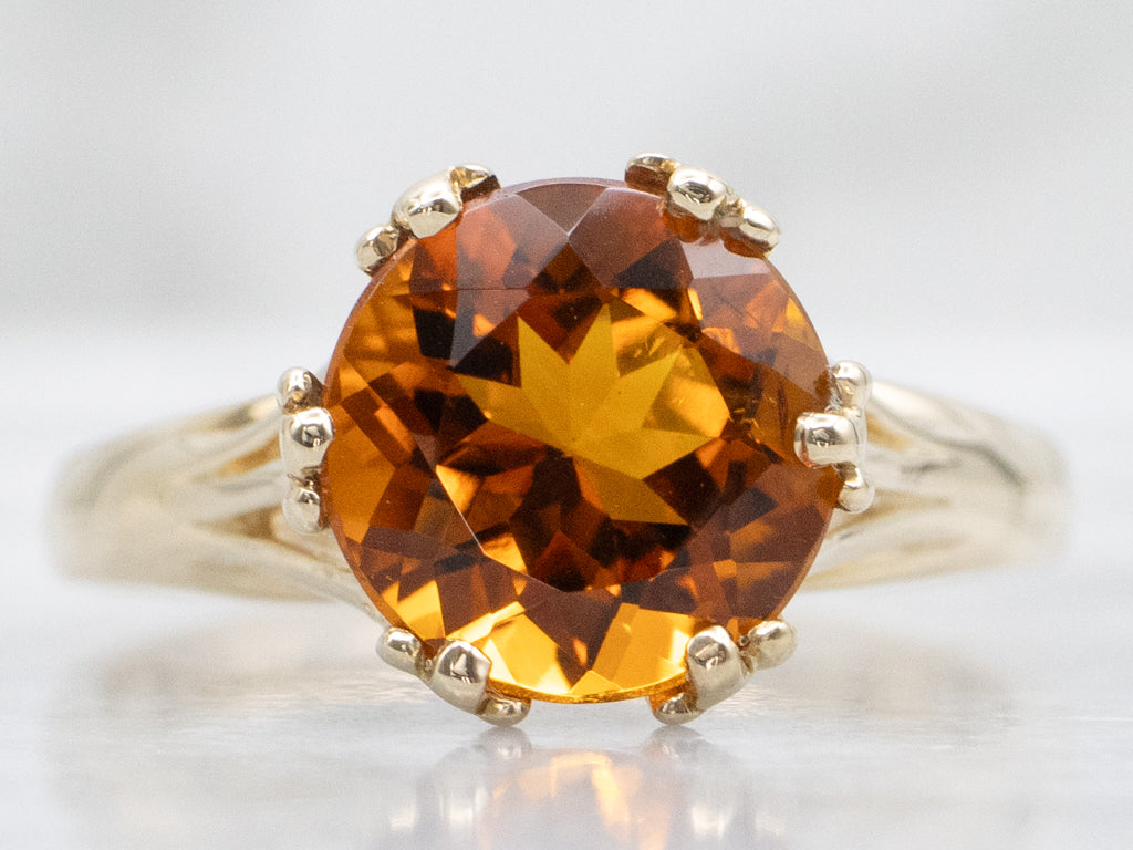Vintage Gold Citrine Solitaire Ring