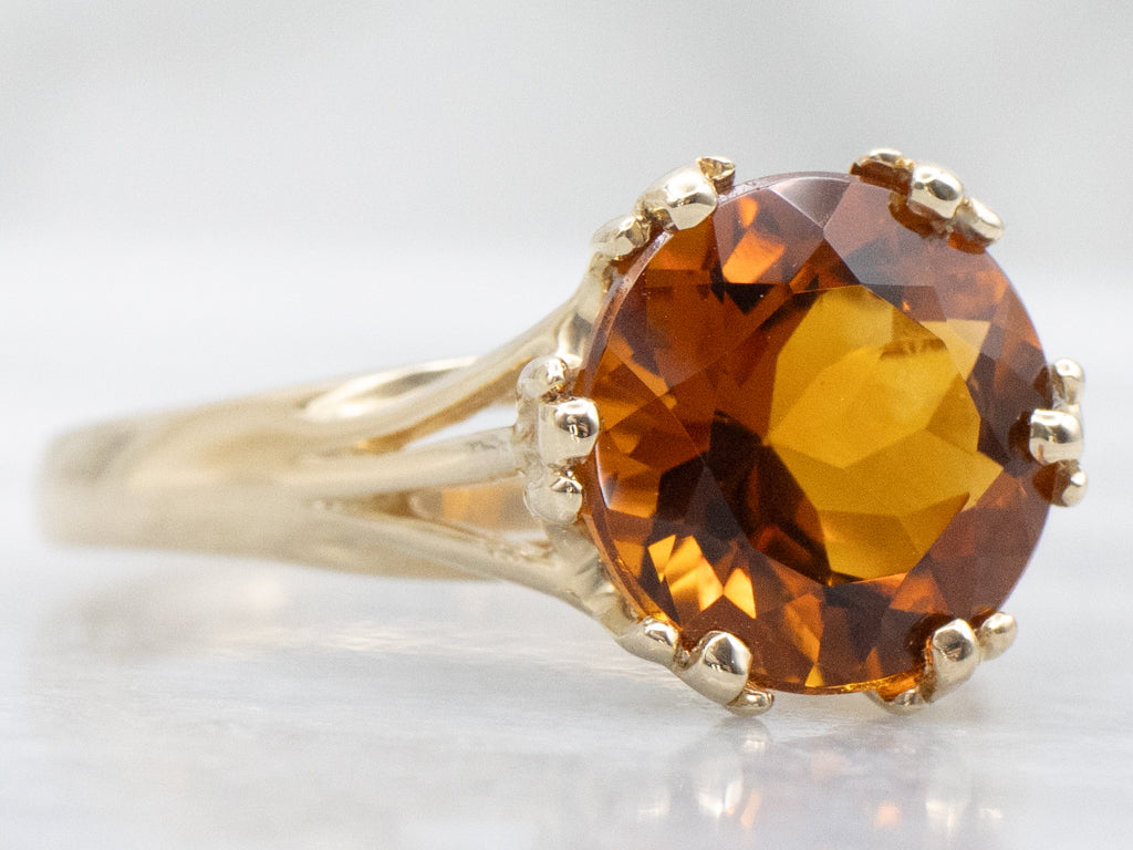 Vintage Gold Citrine Solitaire Ring