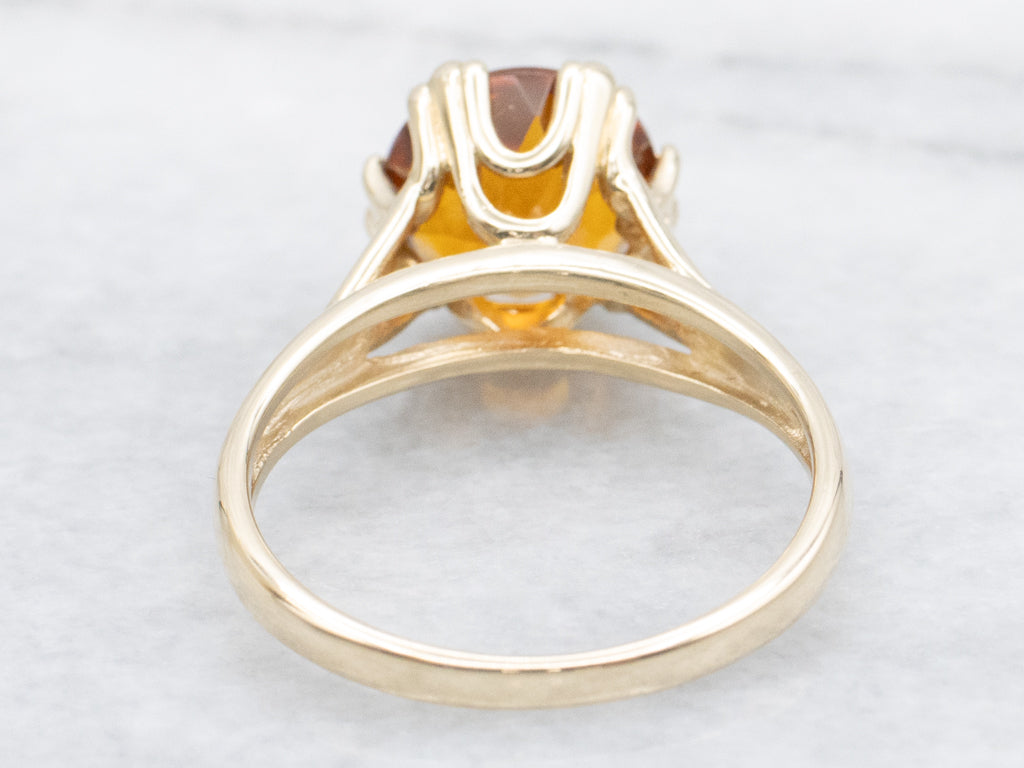Vintage Gold Citrine Solitaire Ring