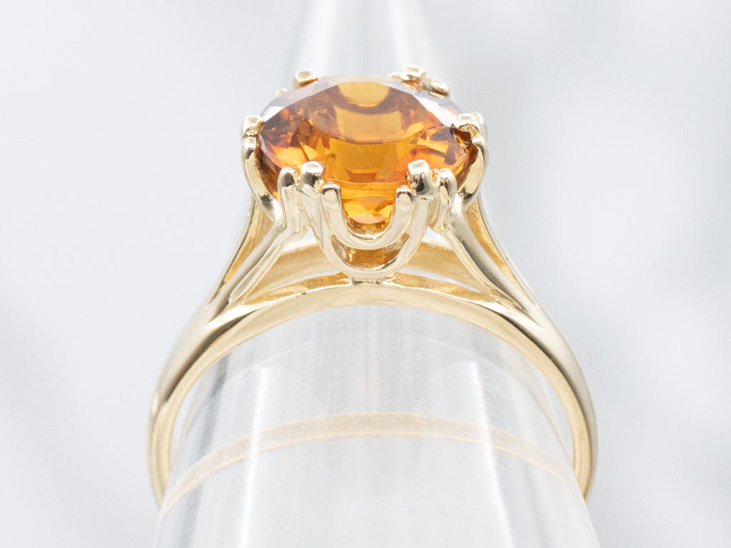 Vintage Gold Citrine Solitaire Ring