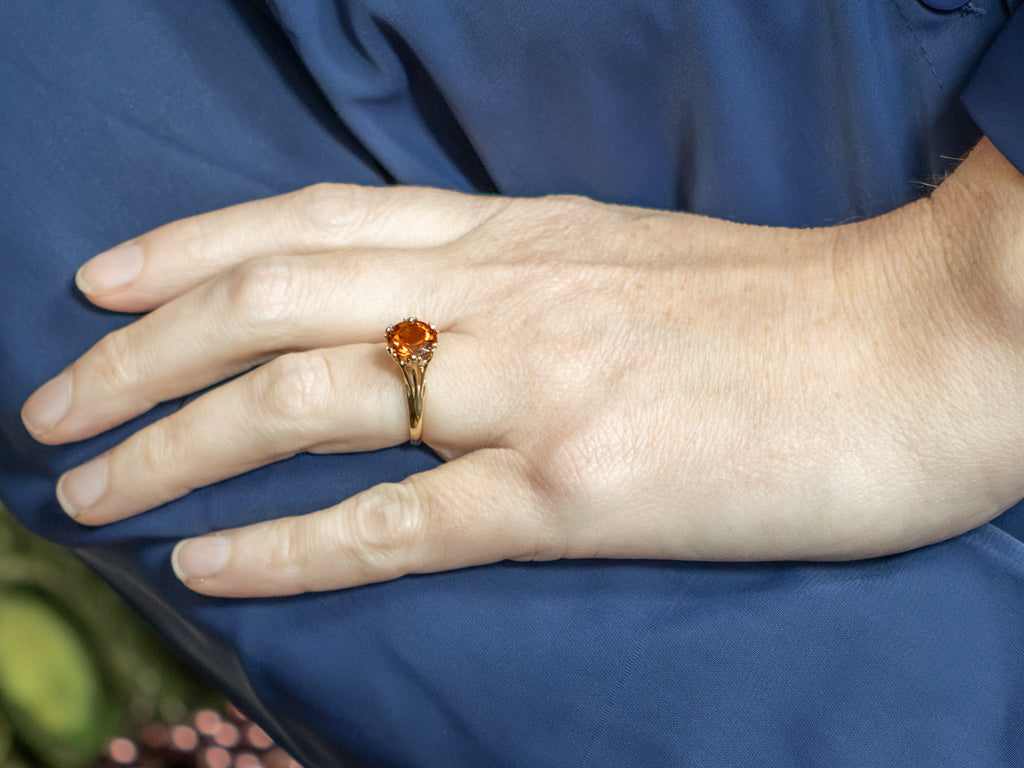 Vintage Gold Citrine Solitaire Ring