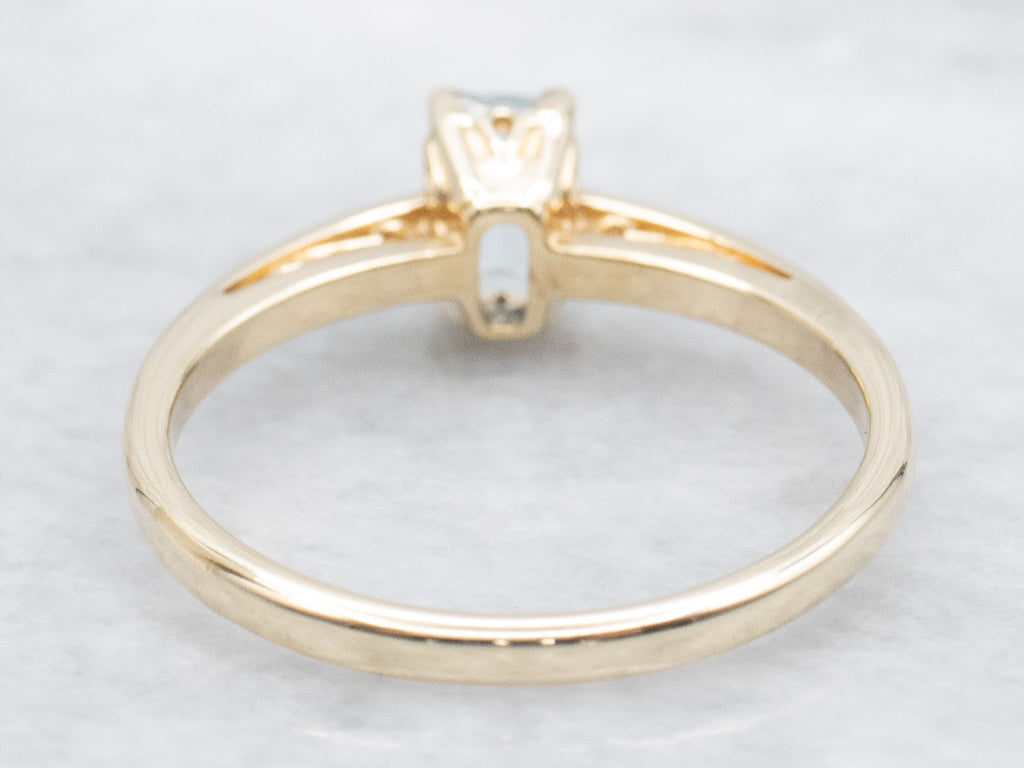 Simple Gold Aquamarine Solitaire Ring