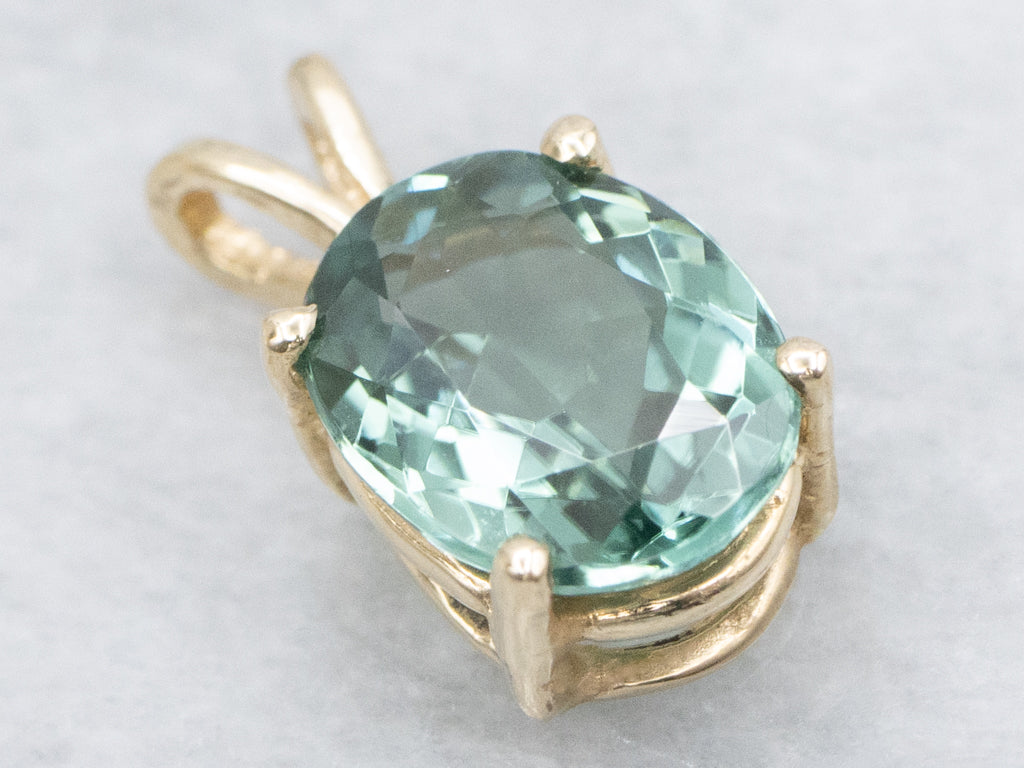 Mint Tourmaline and Gold Pendant with Split Bail