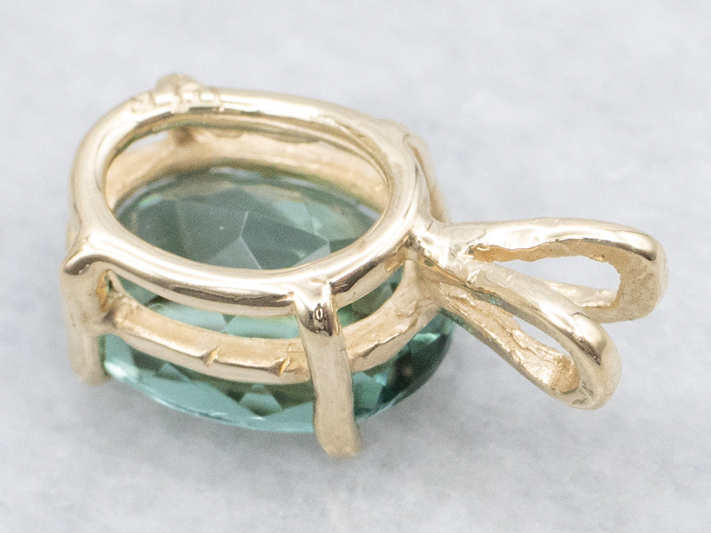 Mint Tourmaline and Gold Pendant with Split Bail