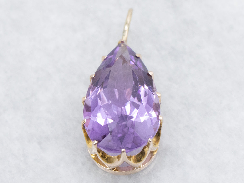 Amethyst Yellow Gold Teardrop Pendant