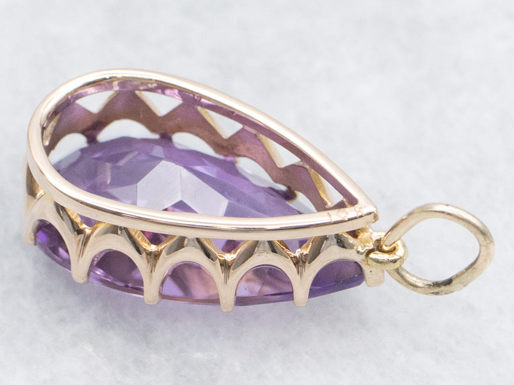Amethyst Yellow Gold Teardrop Pendant