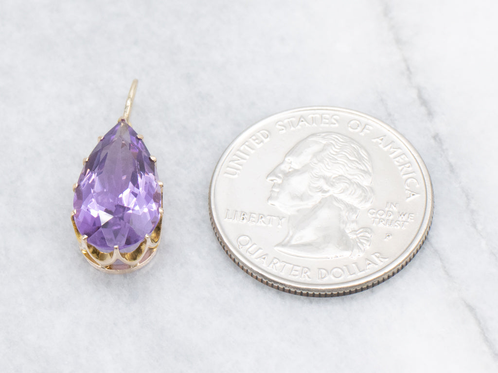 Amethyst Yellow Gold Teardrop Pendant