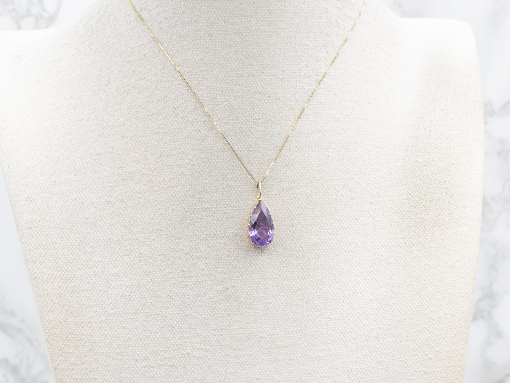 Amethyst Yellow Gold Teardrop Pendant
