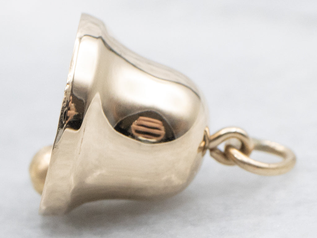 Yellow Gold Wedding Bell Charm Pendant