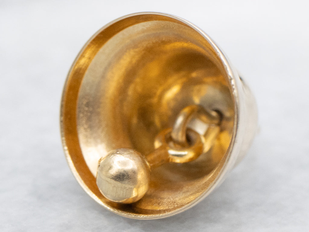 Yellow Gold Wedding Bell Charm Pendant