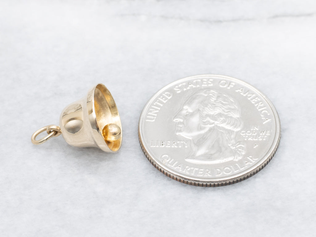 Yellow Gold Wedding Bell Charm Pendant