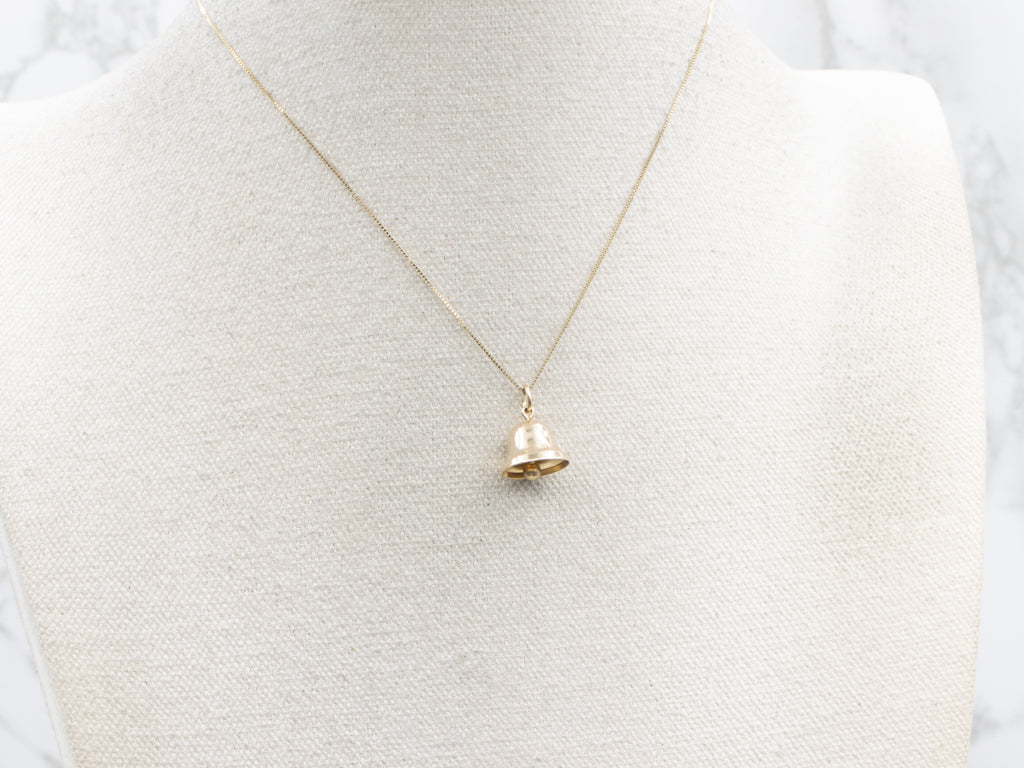 Yellow Gold Wedding Bell Charm Pendant