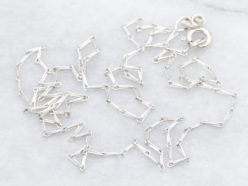 White Gold Barleycorn Link Chain with Spring Clasp