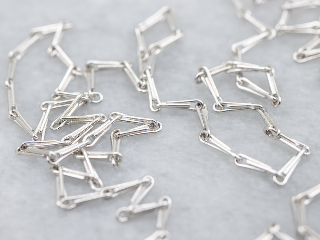 White Gold Barleycorn Link Chain with Spring Clasp