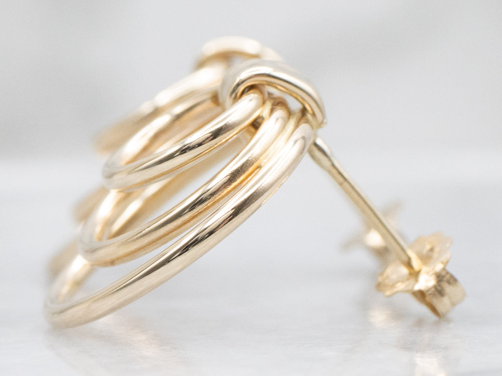 Triple-Hoop Yellow Gold Drop Earrings
