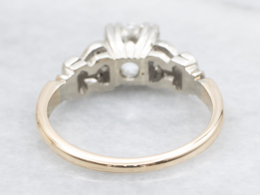 Vintage 1940s Diamond Two-Tone Engagement Ring