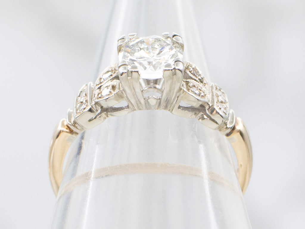 Vintage 1940s Diamond Two-Tone Engagement Ring