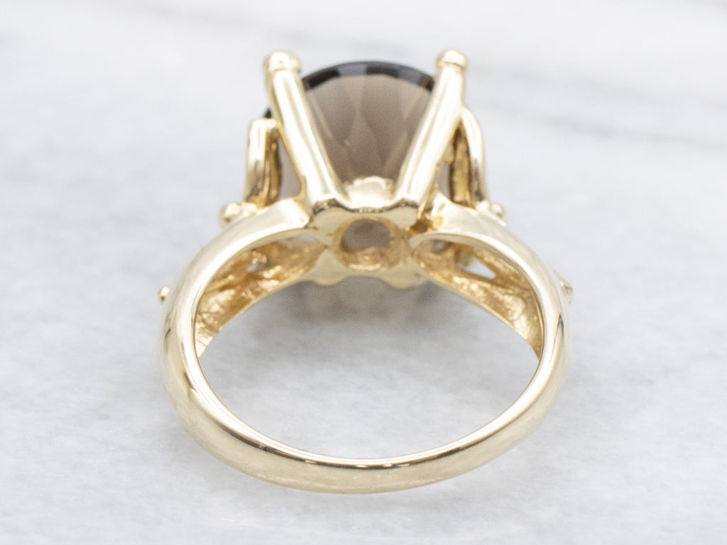 Round-Cut Smokey Quartz Gold Cocktail Ring