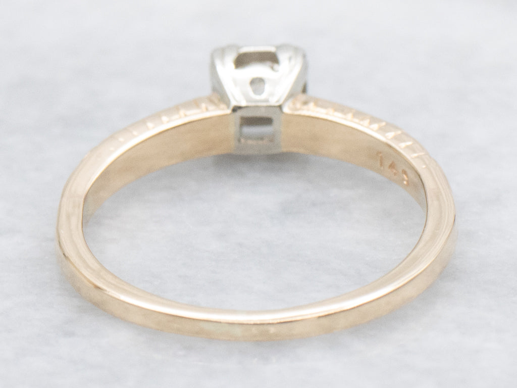Vintage Forget-Me-Not Diamond Solitaire Engagement Ring