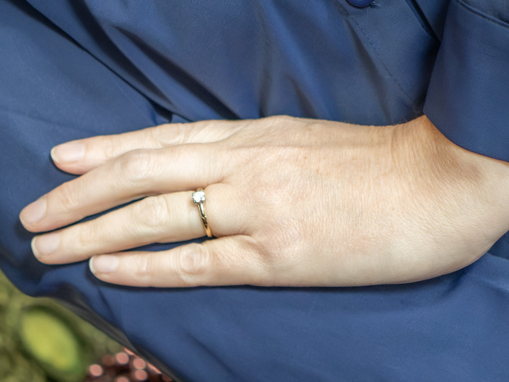 Vintage Forget-Me-Not Diamond Solitaire Engagement Ring