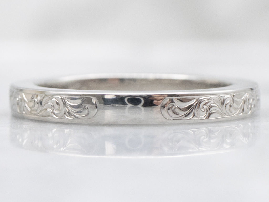 Vintage Engraved Platinum Band