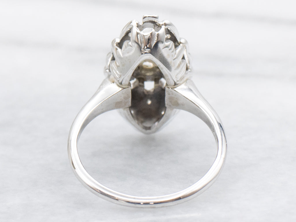 Vintage White Gold Diamond Navette Ring
