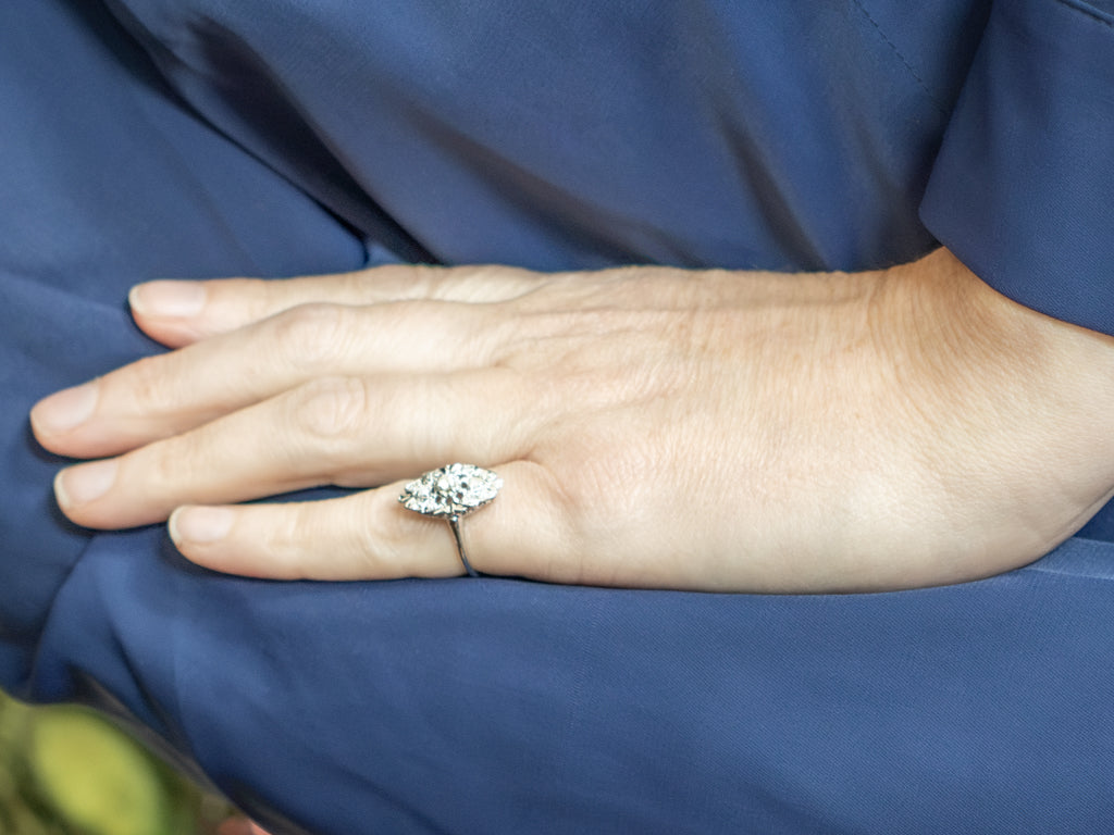 Vintage White Gold Diamond Navette Ring