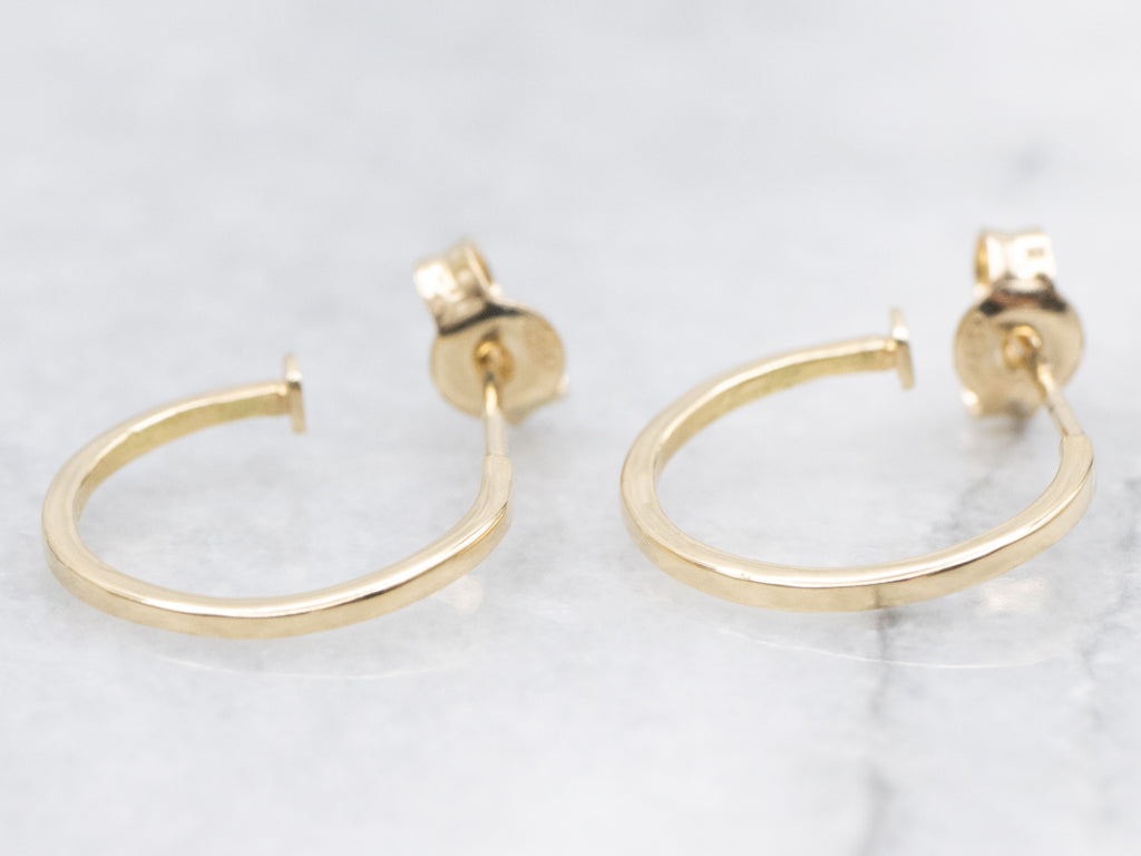 Yellow Gold Post-Back Hoop Earrings
