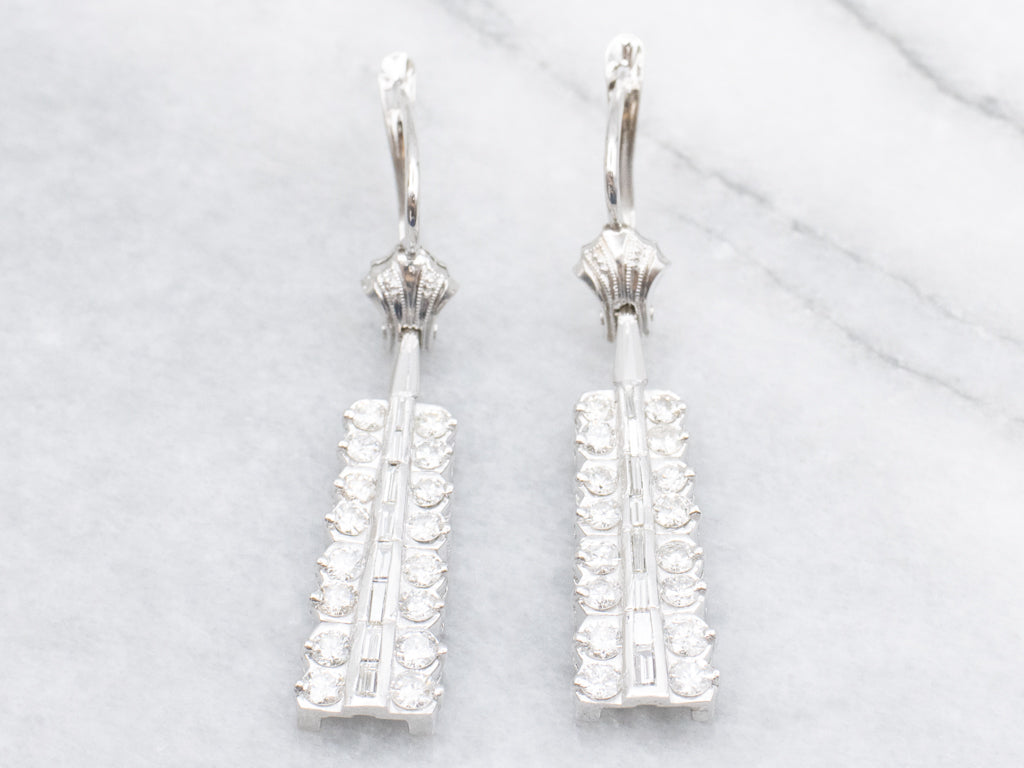 Mix-Cut White Gold Diamond Mix-Era Drop Earrings