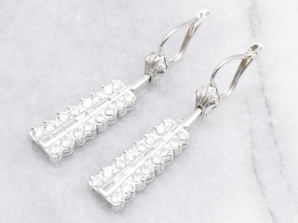 Mix-Cut White Gold Diamond Mix-Era Drop Earrings