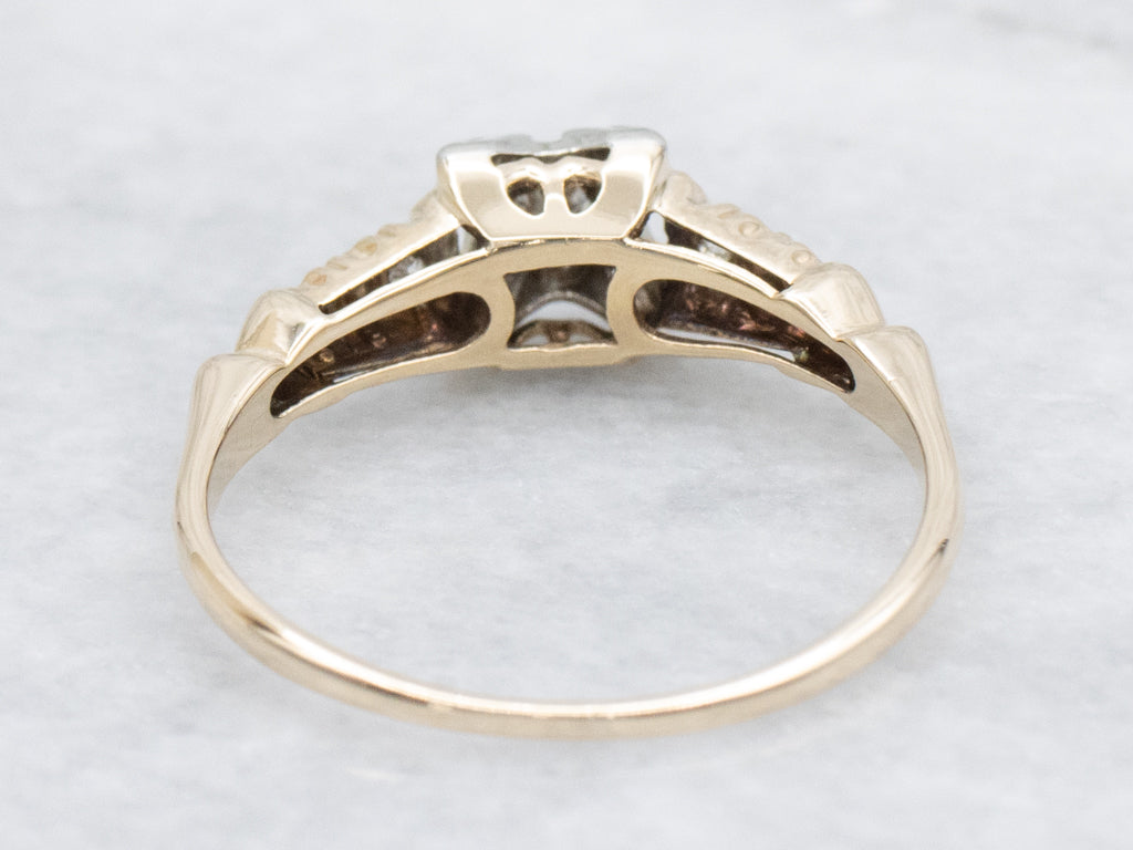 Early Retro Era Old Mine Cut Diamond Engagement Ring