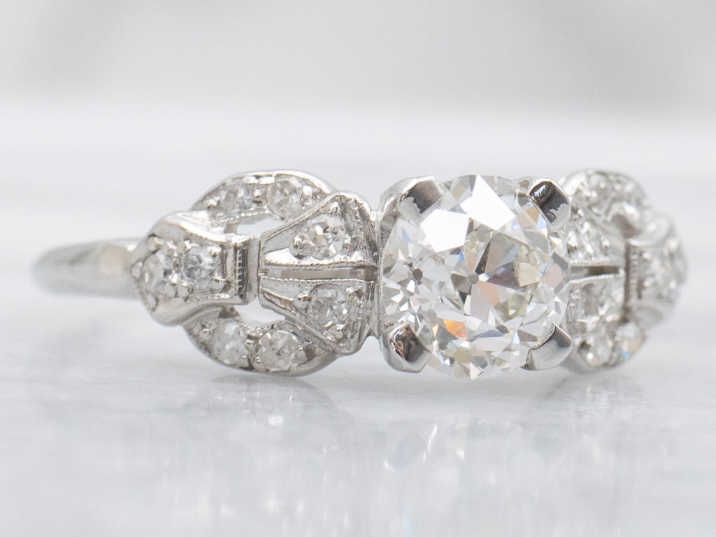 Antique 1920s Old Mine Cut Diamond and Platinum Engagement Ring