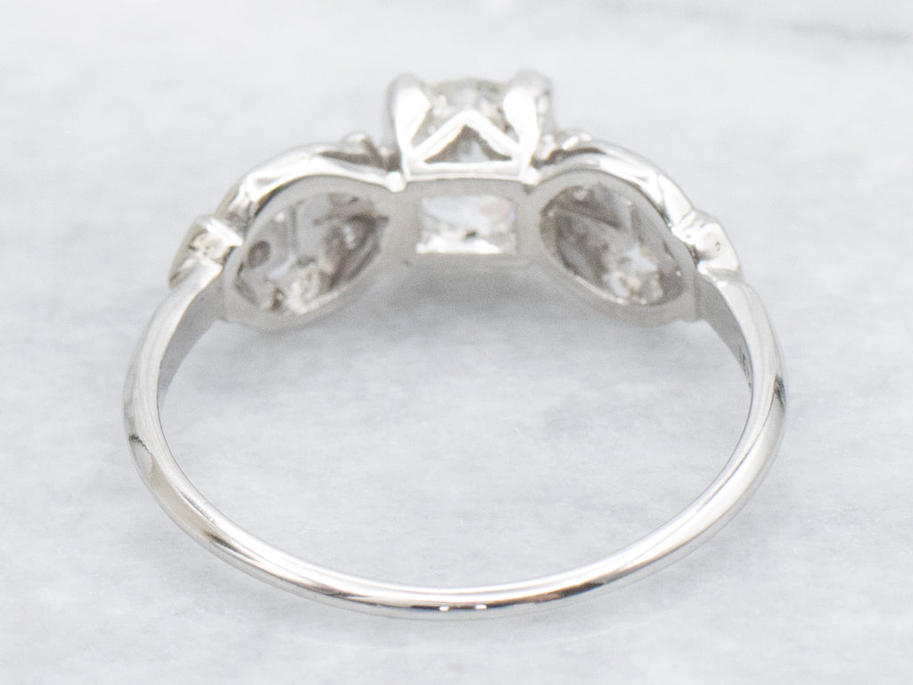 Antique 1920s Old Mine Cut Diamond and Platinum Engagement Ring