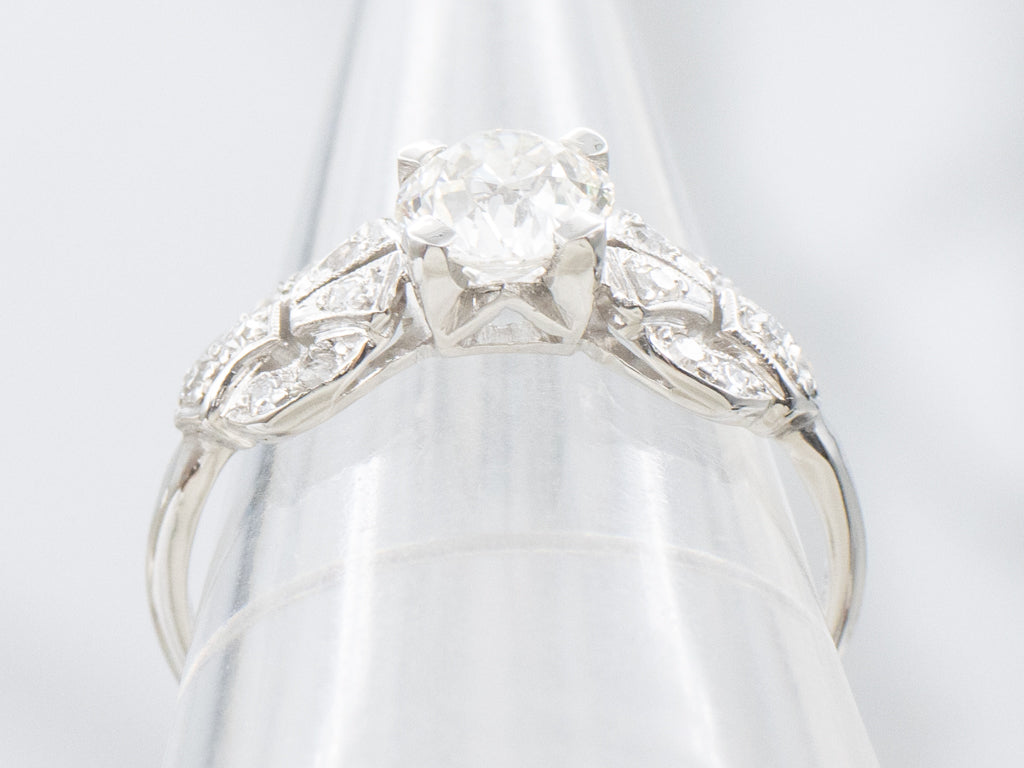 Antique 1920s Old Mine Cut Diamond and Platinum Engagement Ring
