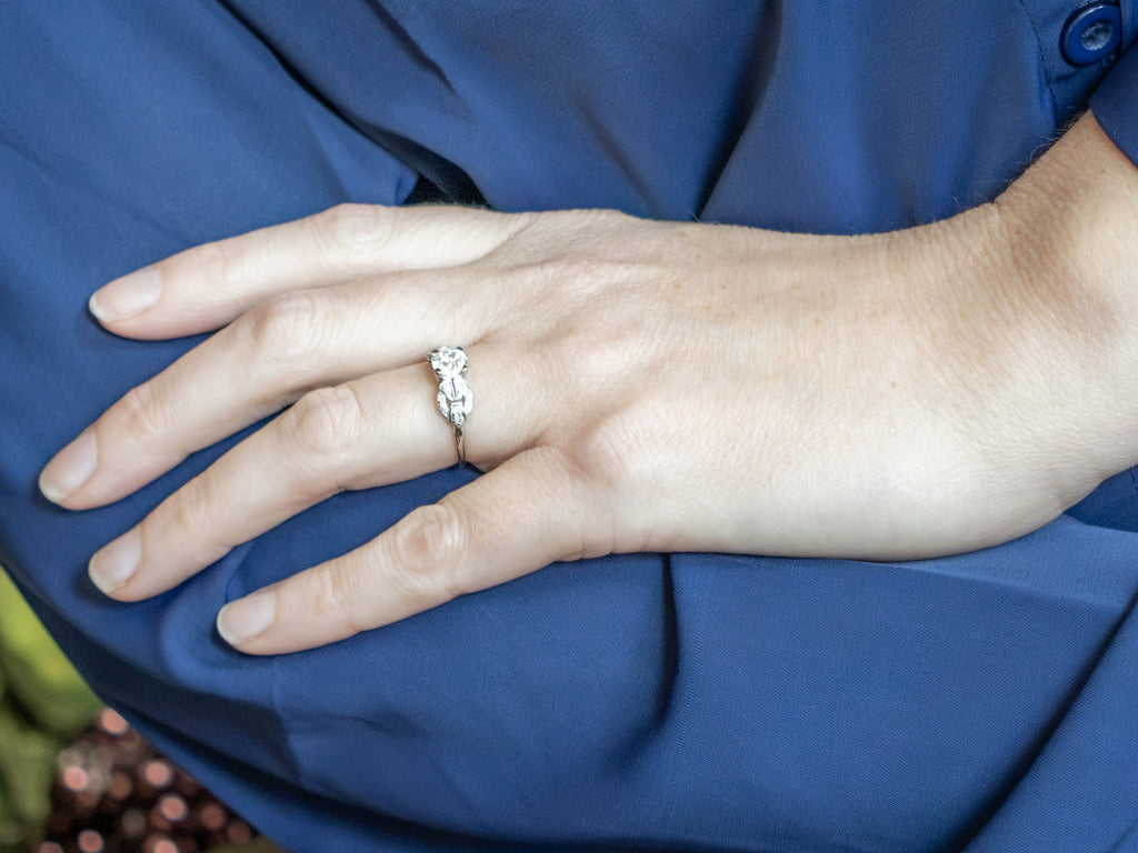 Antique 1920s Old Mine Cut Diamond and Platinum Engagement Ring