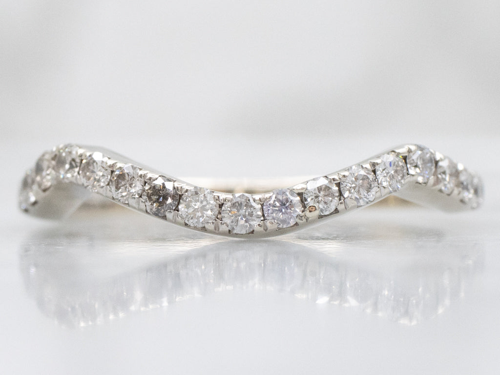 Diamond White Gold Curved Wedding Band