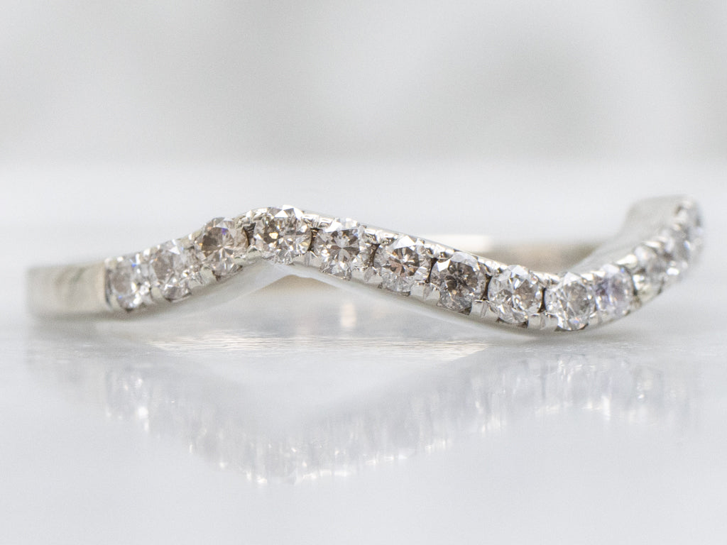 Diamond White Gold Curved Wedding Band
