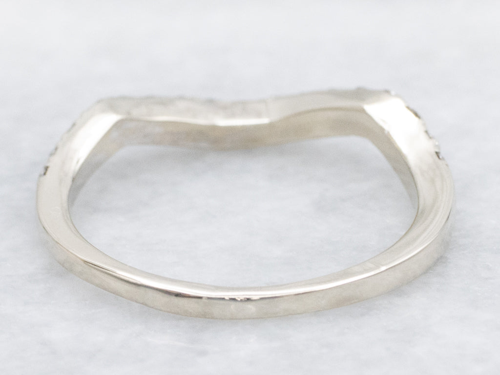 Diamond White Gold Curved Wedding Band