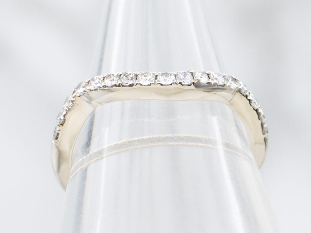 Diamond White Gold Curved Wedding Band