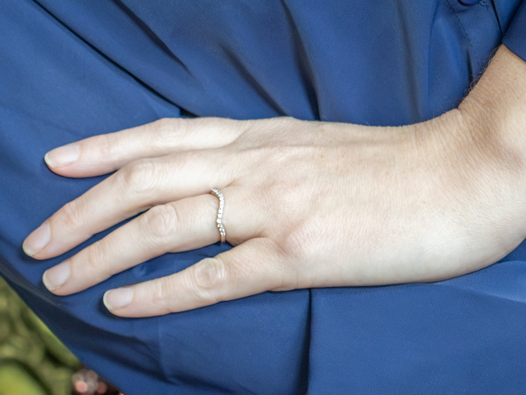 Diamond White Gold Curved Wedding Band