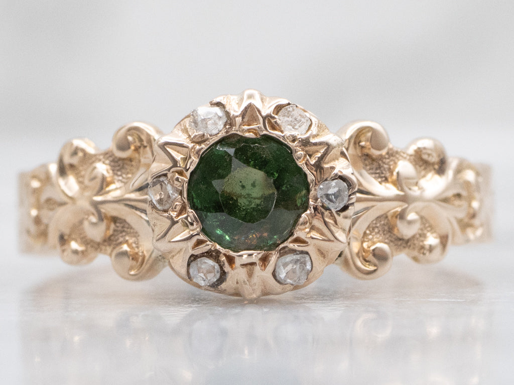 Victorian Emerald Doublet and Rose Cut Diamond Ring