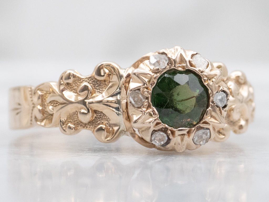 Victorian Emerald Doublet and Rose Cut Diamond Ring