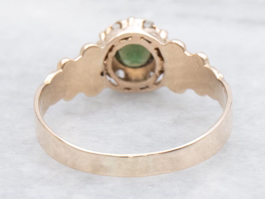 Victorian Emerald Doublet and Rose Cut Diamond Ring