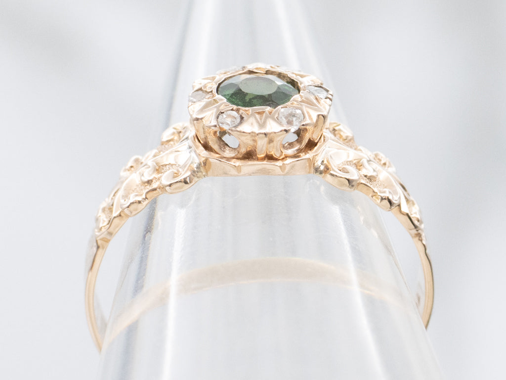 Victorian Emerald Doublet and Rose Cut Diamond Ring