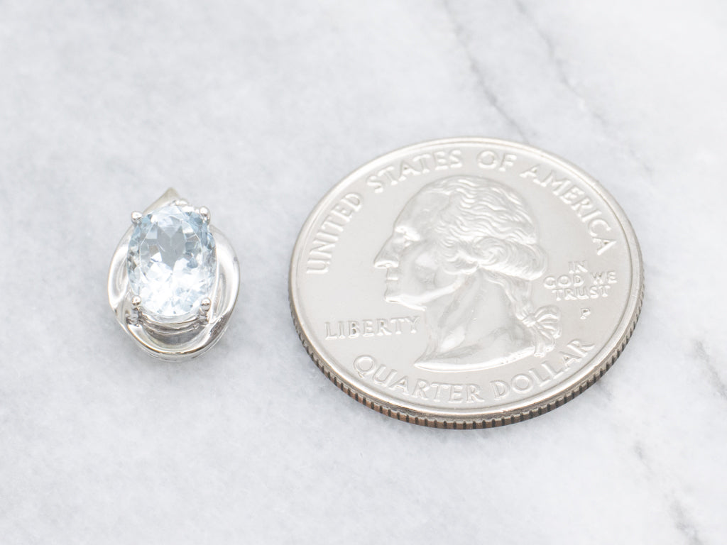 Modern Aquamarine White Gold Pendant with Diamond Accents
