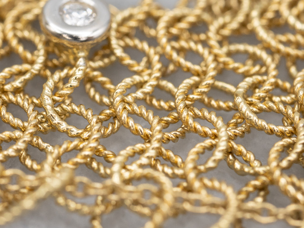 Bezel-Set Italian Gold Diamond Mesh-Link Bracelet