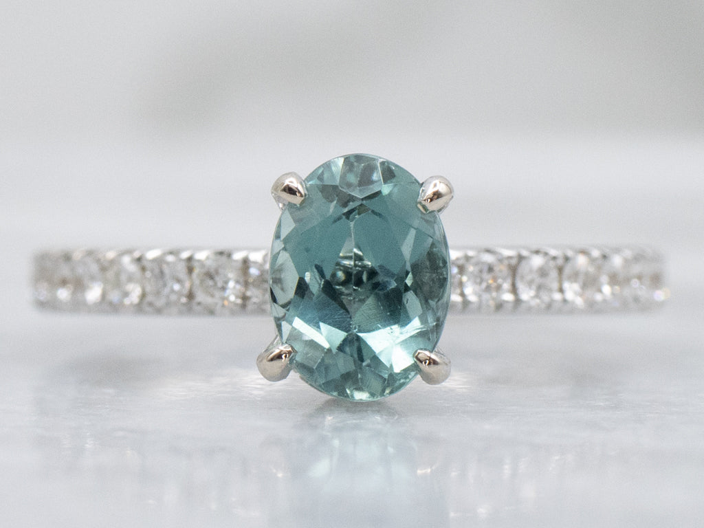 Mint Tourmaline and Diamond White Gold Ring