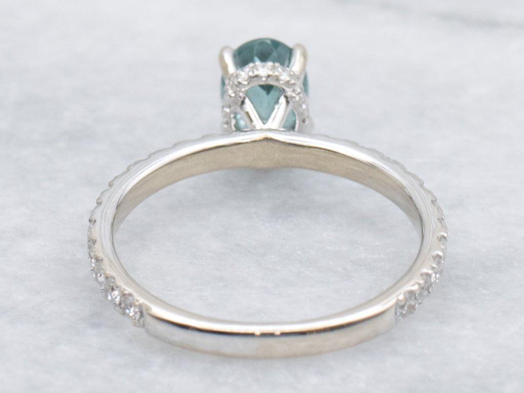 Mint Tourmaline and Diamond White Gold Ring
